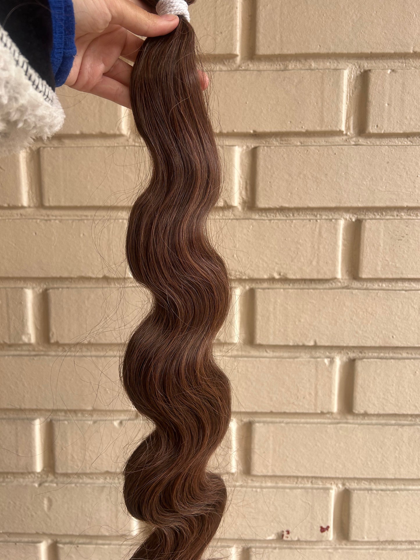 Extensión fibra orgánica, mazo de 100 gramos, 140 x 65cm/ Ondas de sirena/ tono: Chocolate
