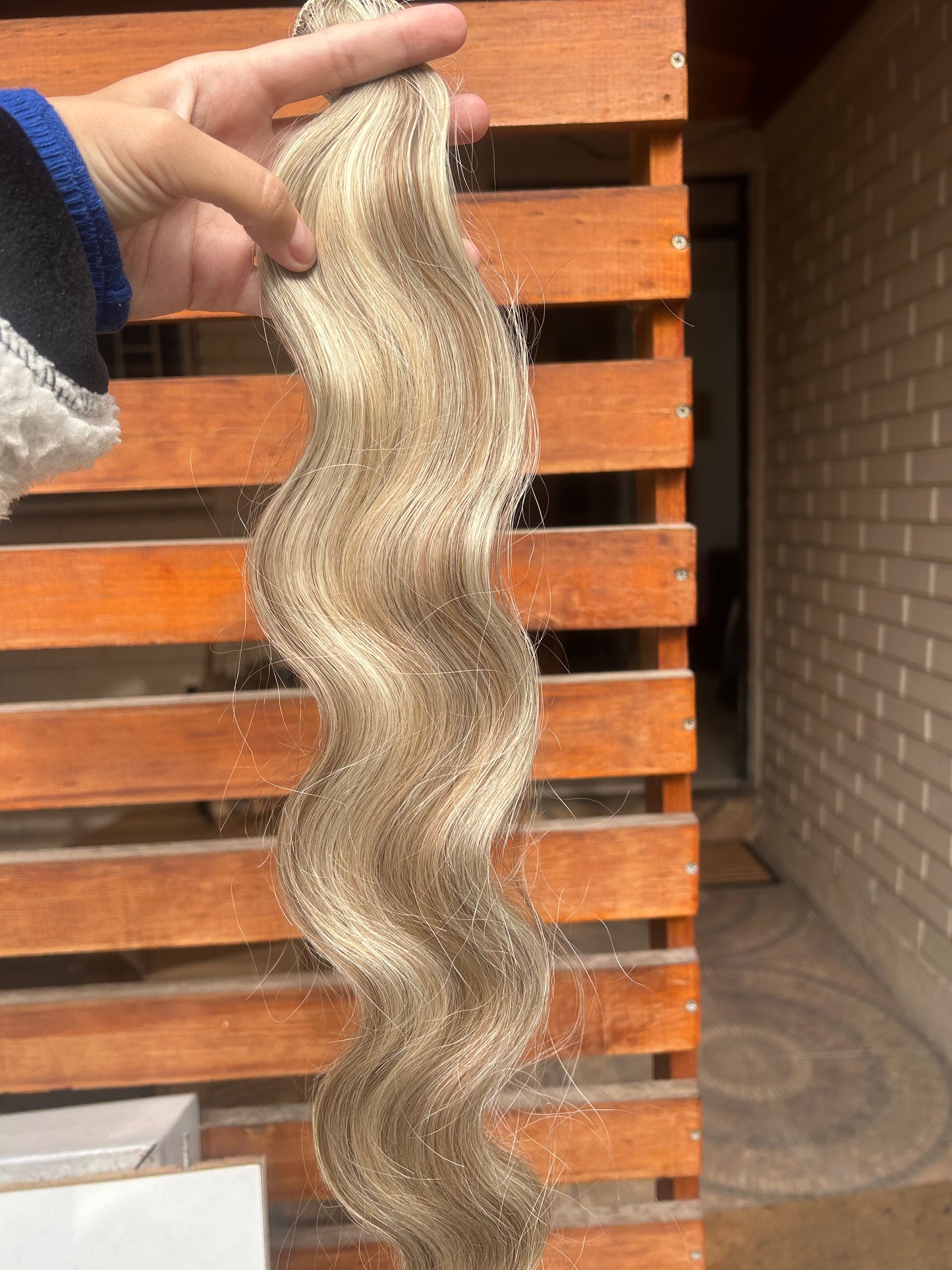 Extensión fibra orgánica, mazo de 100 gramos, 140 x 65cm/ Ondas de sirena/ tono: Rubio n•3