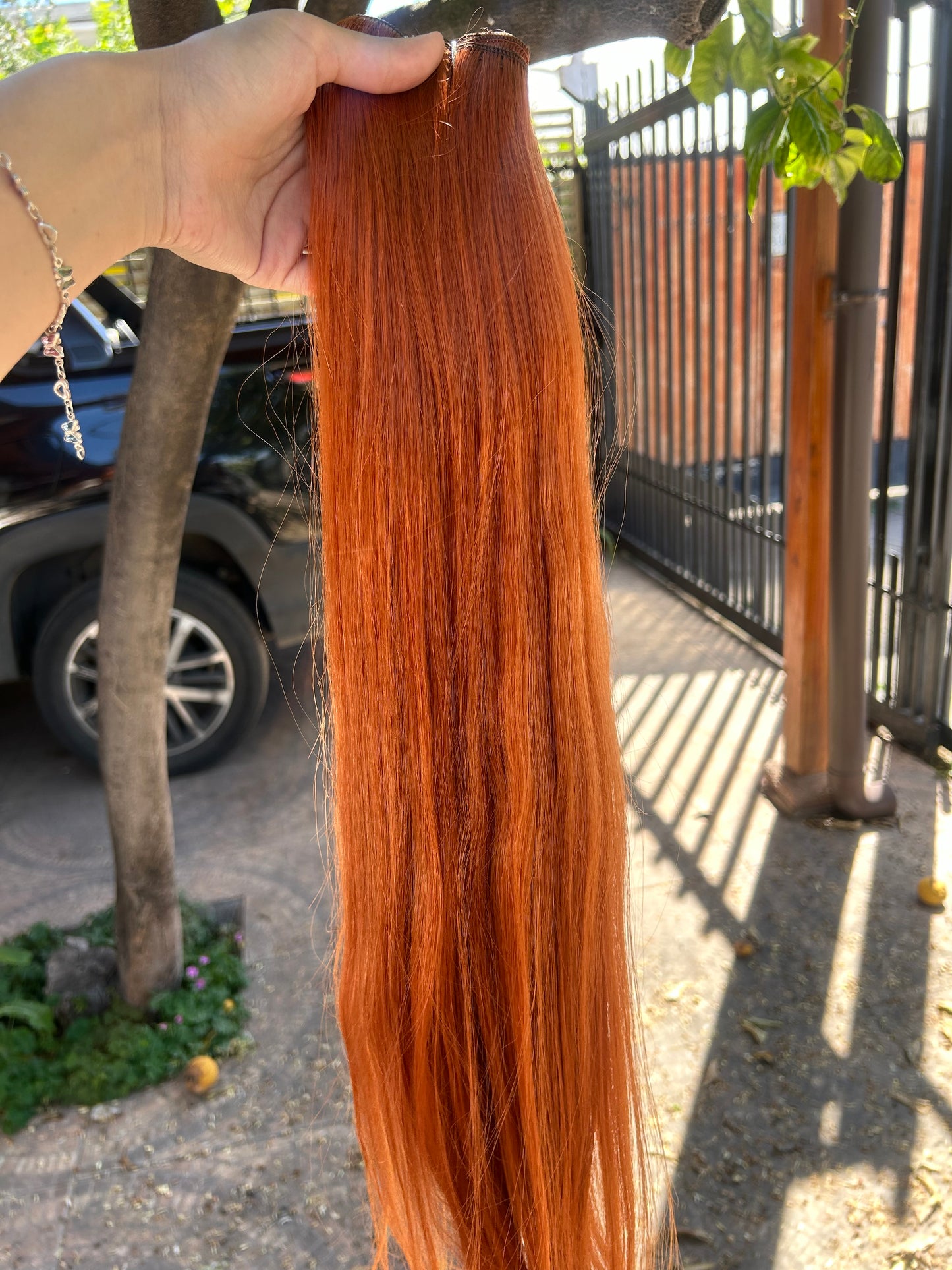 Extensión fibra orgánica, mazo de 150 gramos, 4 mt x 70 cm/ tono: cobrizo naranjo