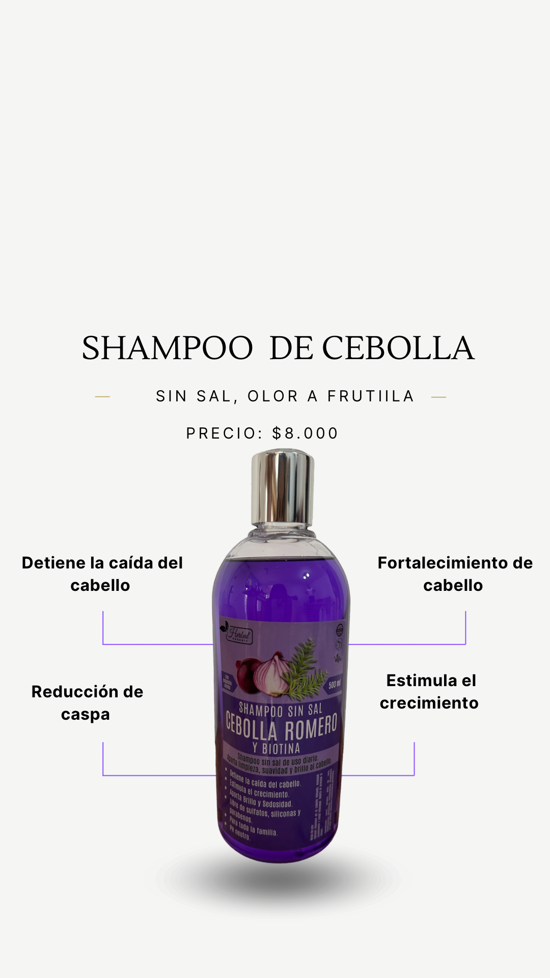 Shampoo de cebolla y romero 🧅 500 ml