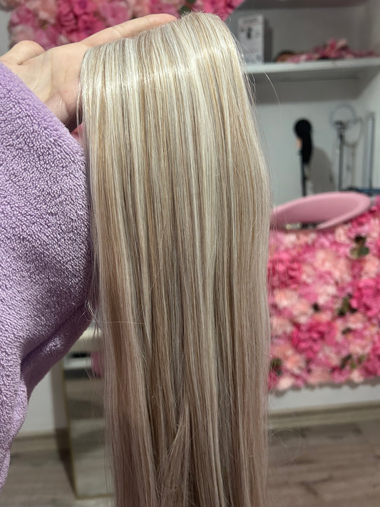 Extensión fibra orgánica, mazo de 150 gramos, 4 mt x 70 cm/ tono: Rubio perlado