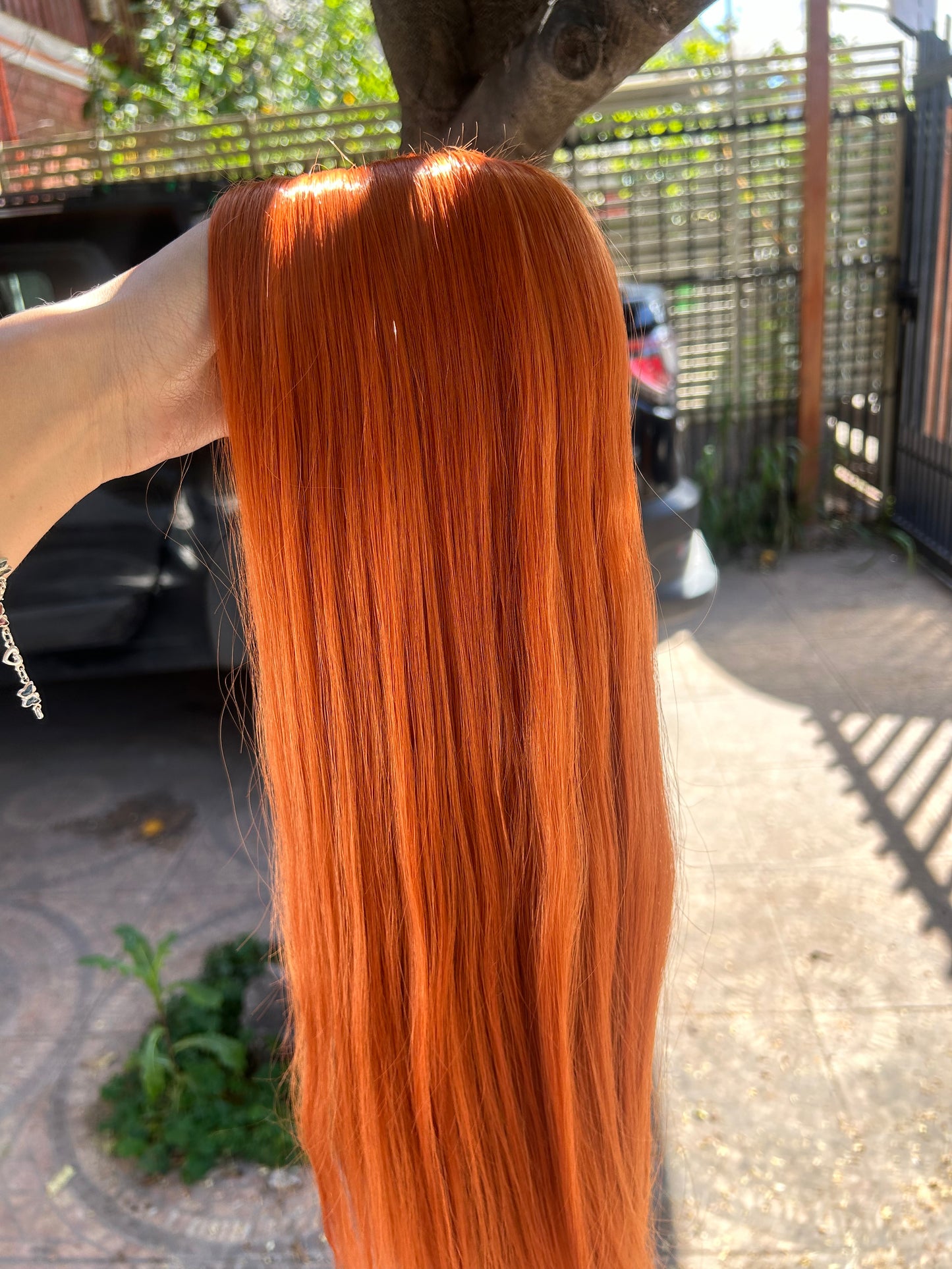 Extensión fibra orgánica, mazo de 150 gramos, 4 mt x 70 cm/ tono: cobrizo naranjo