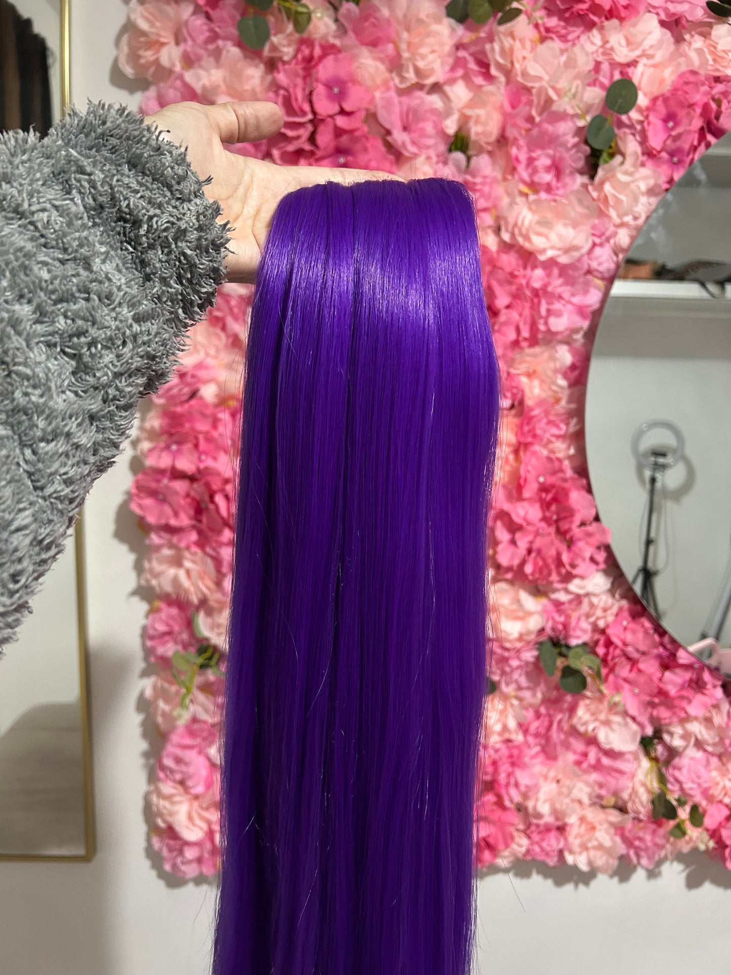 Extensión fibra orgánica, mazo de 150 gramos, 4 mt x 70 cm/ tono: Morado fantasía