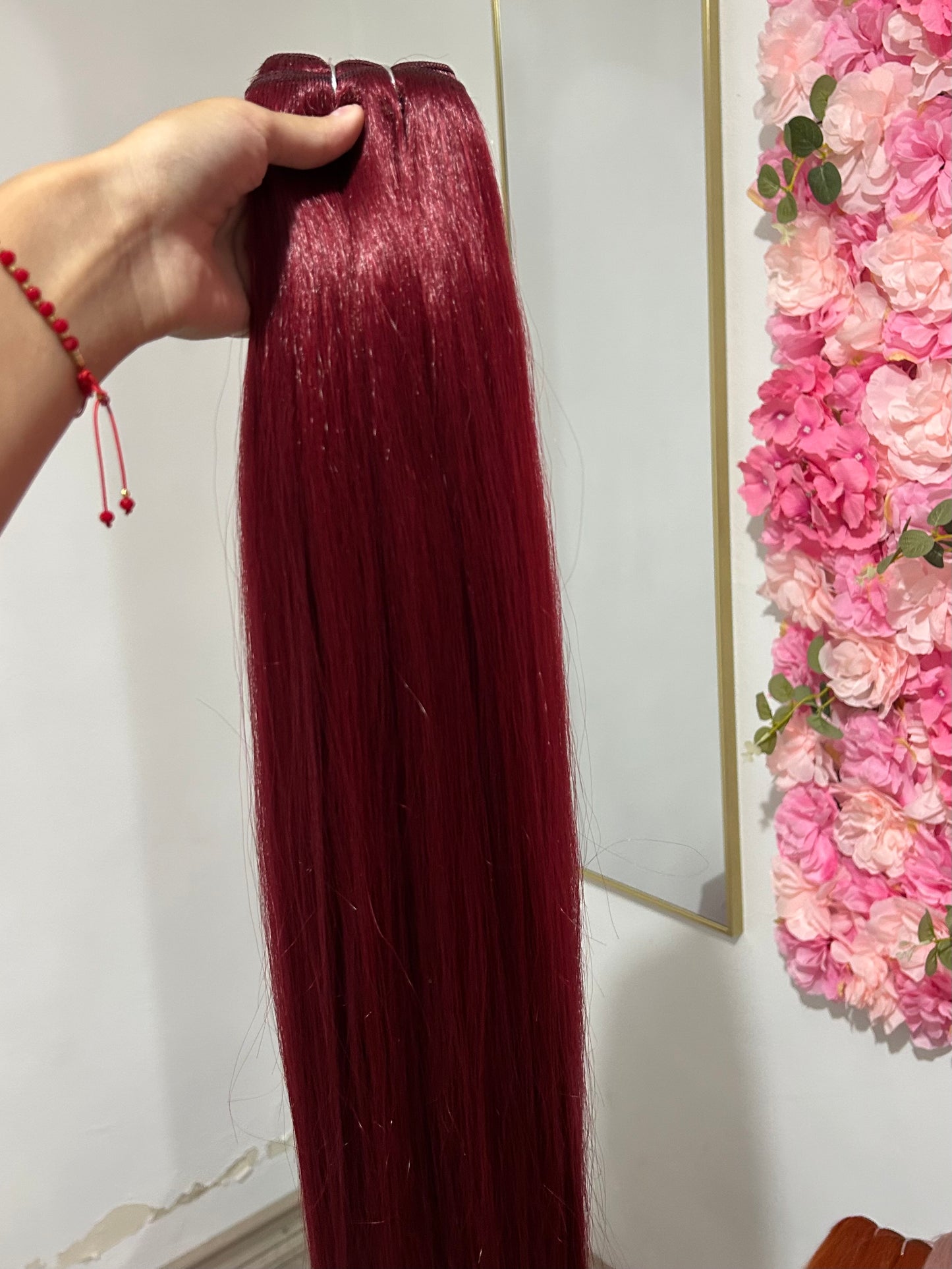 Extensión fibra orgánica, mazo de 150 gramos, 4 mt x 70 cm/ tono: Rojo