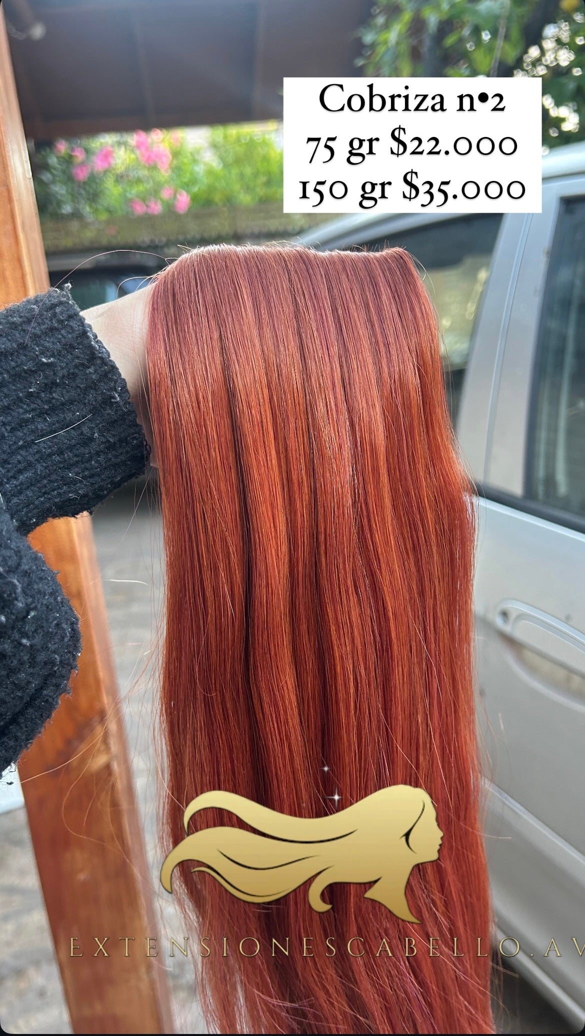 Extensión fibra orgánica, mazo de 150 gramos, 4 mt x 70 cm/ tono: Cobrizo oscuro