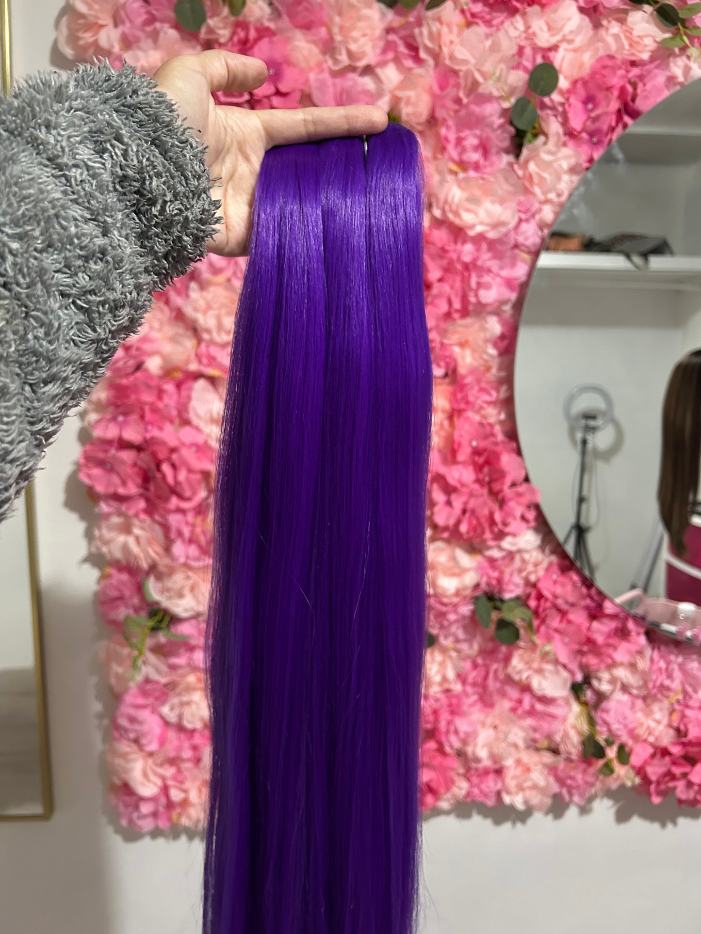Extensión fibra orgánica, mazo de 150 gramos, 4 mt x 70 cm/ tono: Morado fantasía