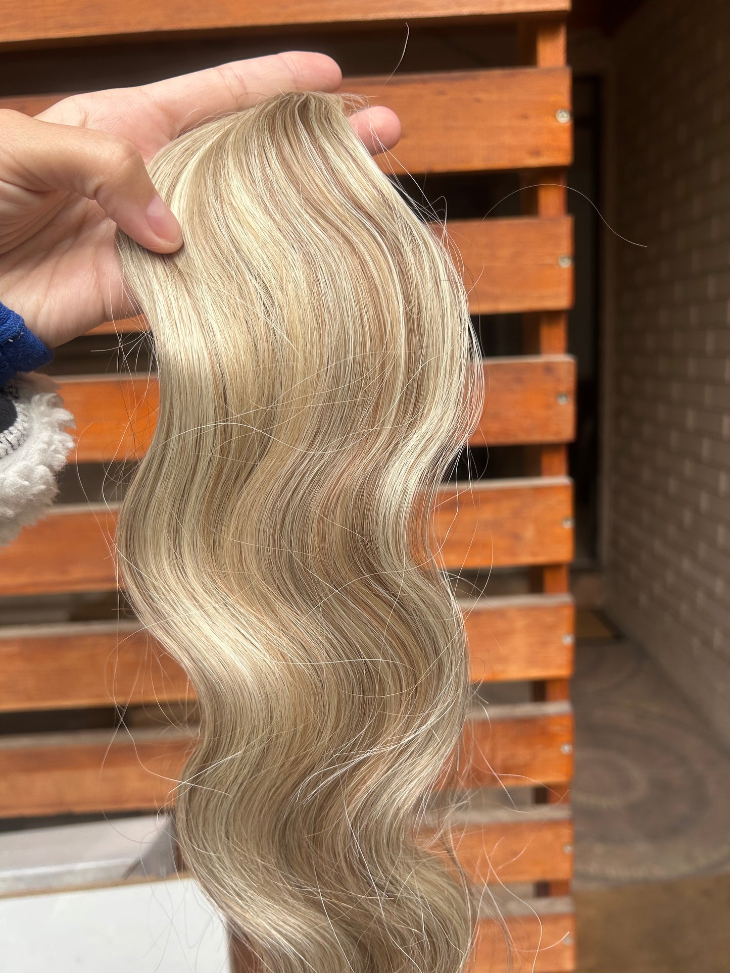Extensión fibra orgánica, mazo de 100 gramos, 140 x 65cm/ Ondas de sirena/ tono: Rubio n•3