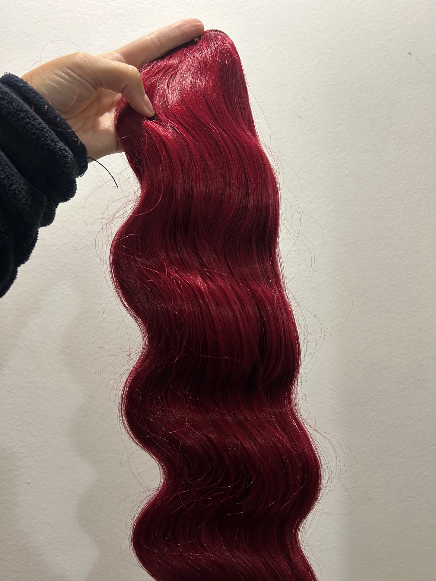 Extensión fibra orgánica, mazo de 200 gramos, 4 mt x 70 cm/ tono: Rojo ondas de sirena