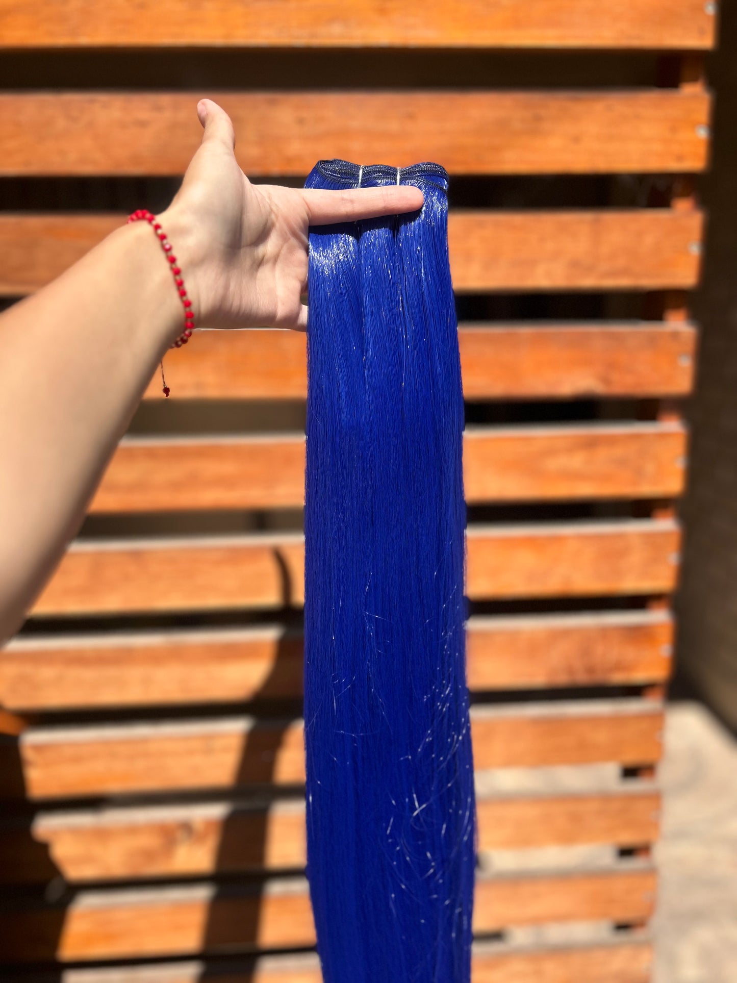 Extensión fibra orgánica, mazo de 150 gramos, 4 mt x 70 cm/ tono: azul
