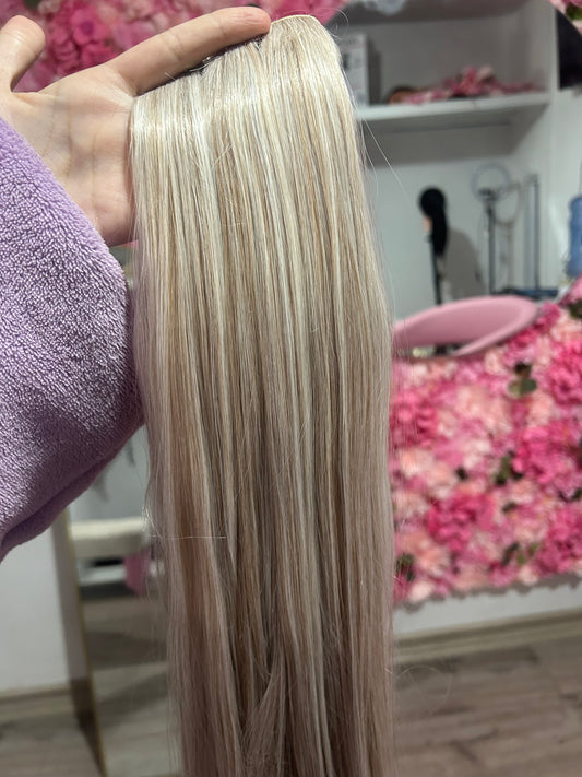 Extensión fibra orgánica, mazo de 150 gramos, 4 mt x 70 cm/ tono: Rubio perlado