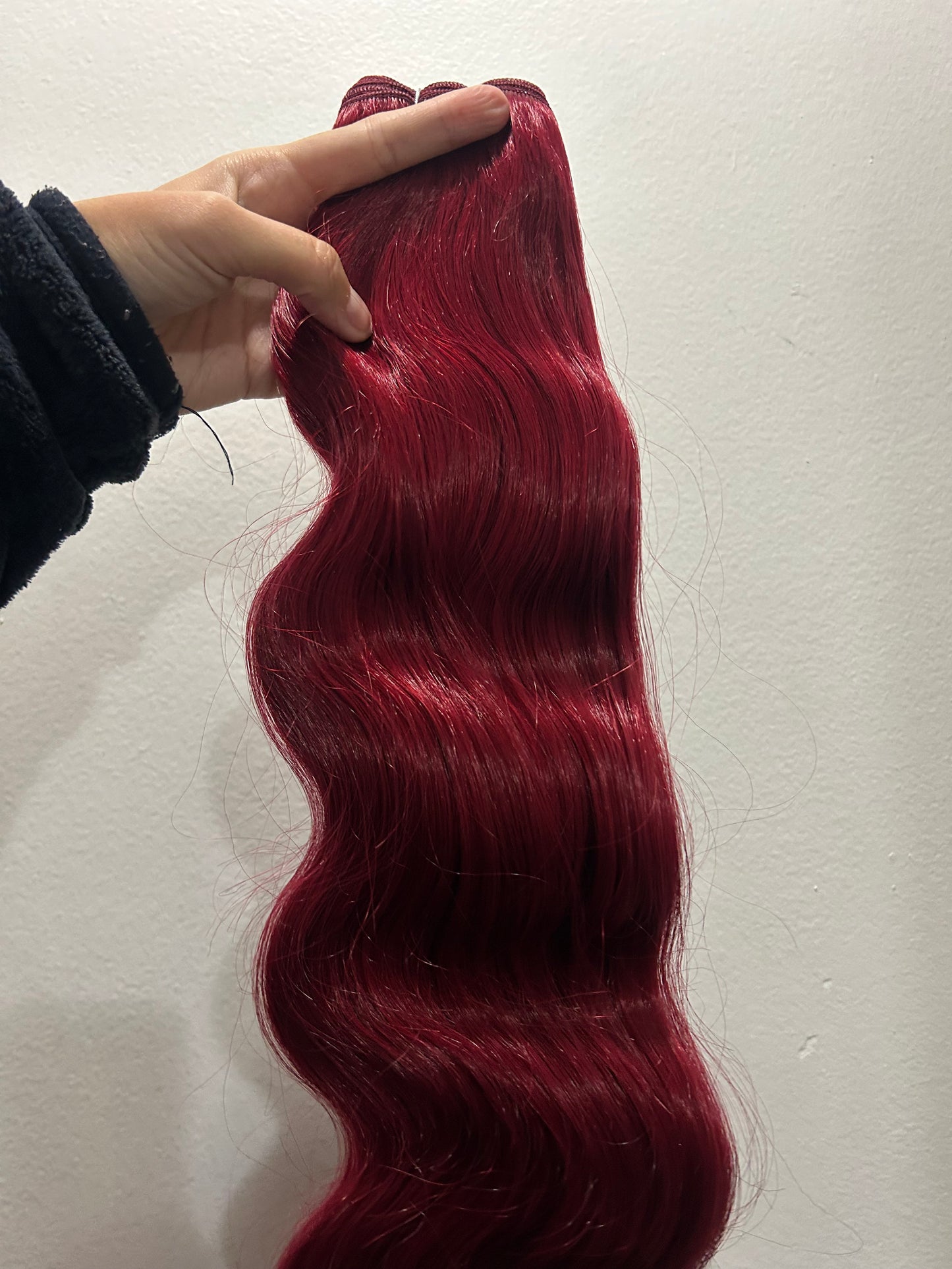 Extensión fibra orgánica, mazo de 200 gramos, 4 mt x 70 cm/ tono: Rojo ondas de sirena