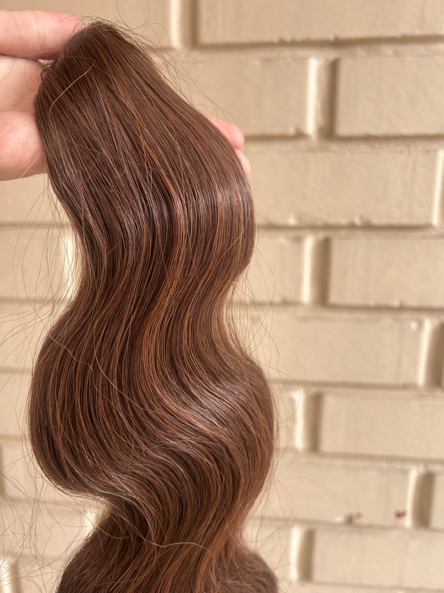 Extensión fibra orgánica, mazo de 100 gramos, 140 x 65cm/ Ondas de sirena/ tono: Chocolate