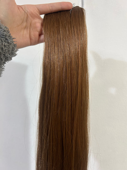 Extensión fibra orgánica, mazo de 150 gramos, 4 mt x 70 cm/ tono: Miel oscuro