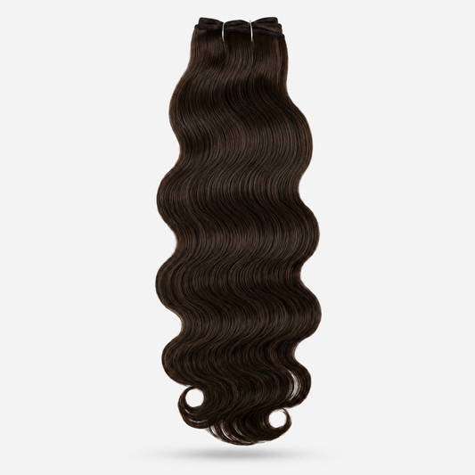 Extensión fibra orgánica, mazo de 200 gramos, 80 cm / Ondas de sirena/ tono: Castaño oscuro