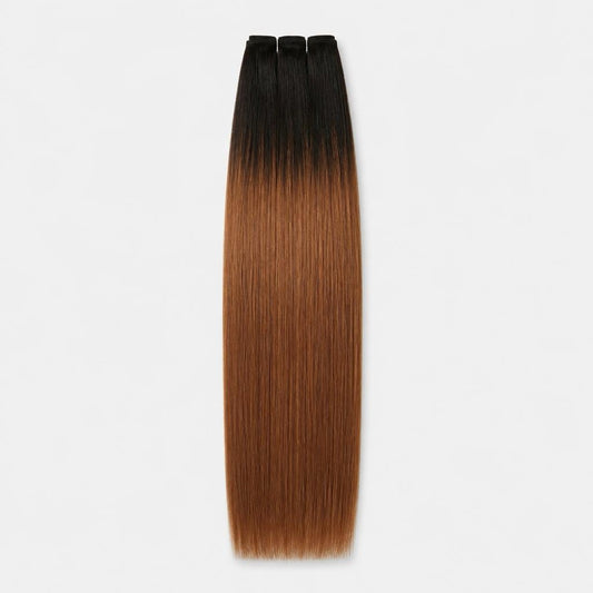 Extensión fibra orgánica, mazo de 150 gramos, 4 mt x 70 cm/ tono: Chocolate con raíz