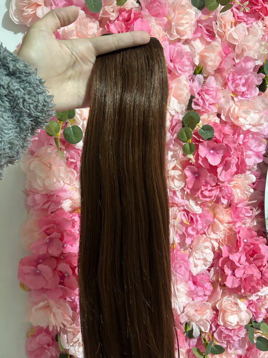 Extensión fibra orgánica, mazo de 150 gramos, 4 mt x 70 cm/ tono: Chocolate