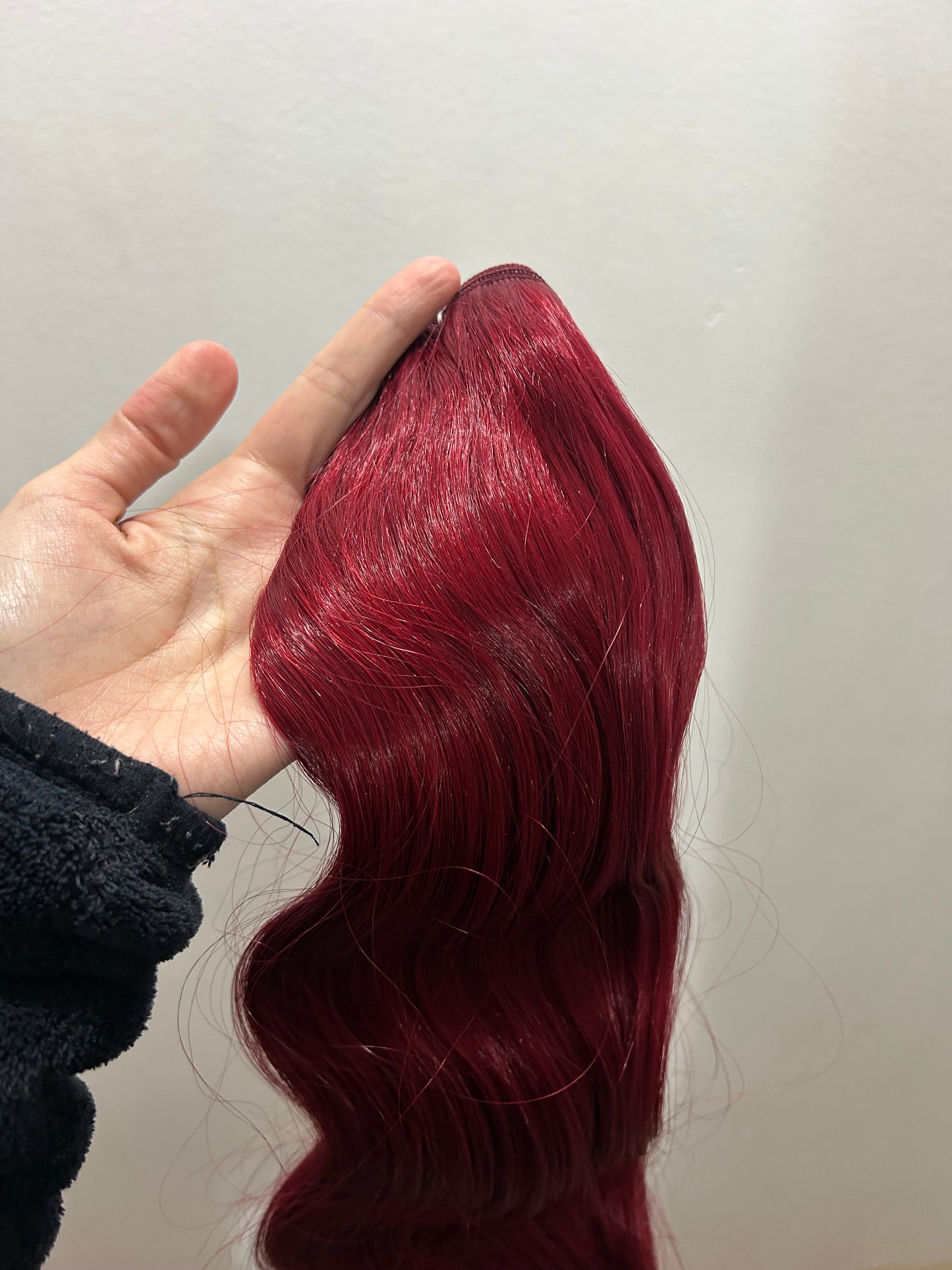 Extensión fibra orgánica, mazo de 200 gramos, 4 mt x 70 cm/ tono: Rojo ondas de sirena