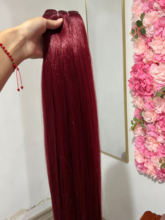 Extensión fibra orgánica, mazo de 150 gramos, 4 mt x 70 cm/ tono: Rojo
