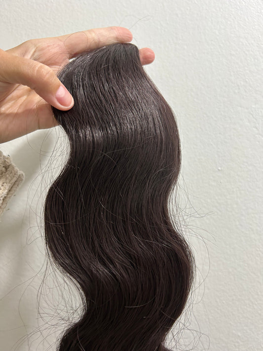Extensión fibra orgánica, mazo de 100 gramos, 140 x 65cm/ Ondas de sirena/ tono: Castaño oscuro