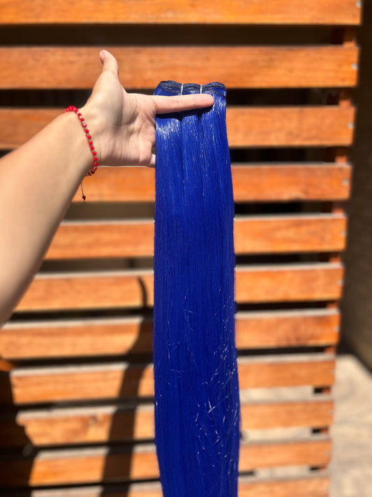 Extensión fibra orgánica, mazo de 150 gramos, 4 mt x 70 cm/ tono: azul
