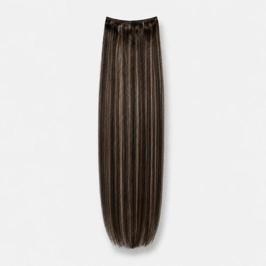 Extensión fibra orgánica, mazo de 150 gramos, 4 mt x 70 cm/ tono: castaño oscuro con visos