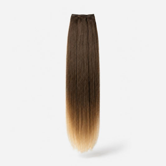 Extensión fibra orgánica, mazo de 150 gramos, 4 mt x 70 cm/ tono: Castaño oscuro balayage