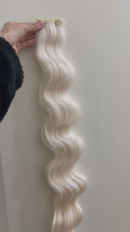 Extensión fibra orgánica, mazo de 100 gramos, 140 x 65cm/ Ondas de sirena/ tono: Rubio n•1