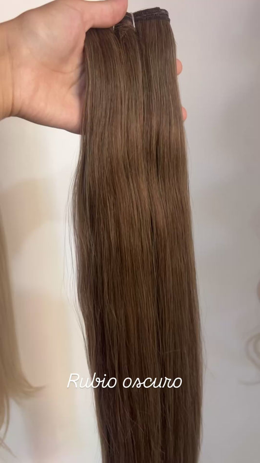 Extensión fibra orgánica, mazo de 150 gramos, 4 mt x 70 cm/ tono: Rubio oscuro