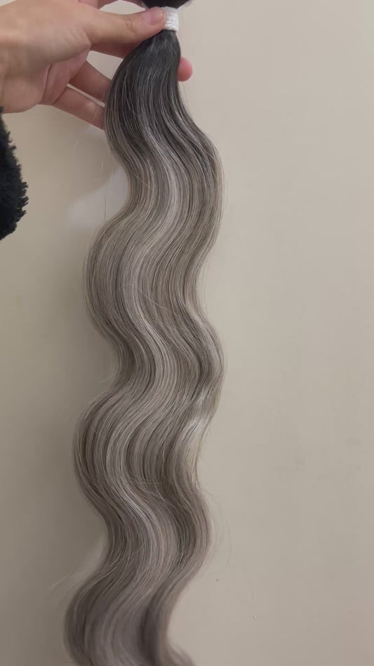 Extensión fibra orgánica, mazo de 100 gramos, 140 x 65cm/ Ondas de sirena/ tono:Champiñón con raíz